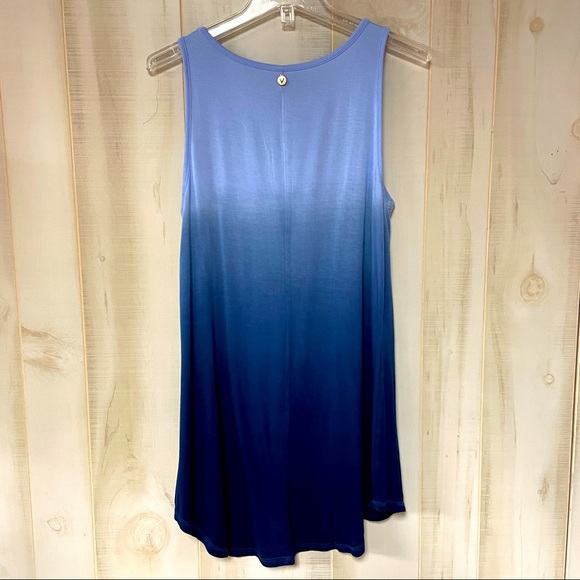 Livi Blue Ombré Sleeveless Top With Criss Cross Cutout Sz 10/12 Tunic - Picture 3 of 6
